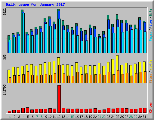 Daily usage for January 2017