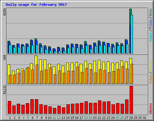 Daily usage for February 2017