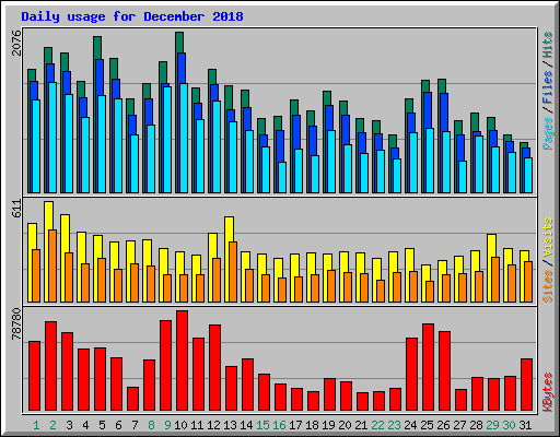 Daily usage for December 2018