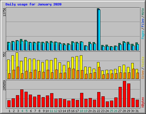 Daily usage for January 2020