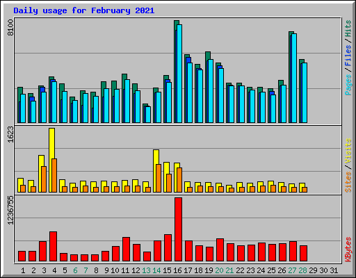 Daily usage for February 2021