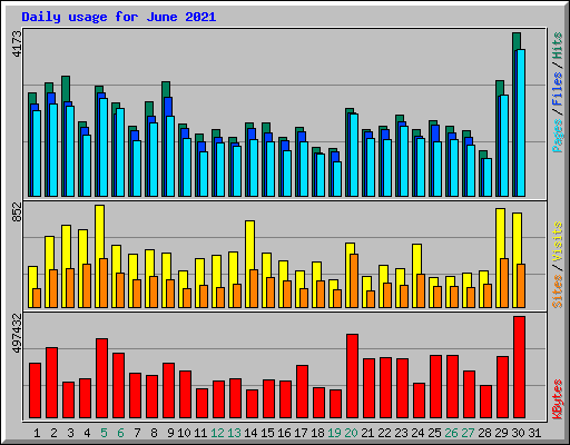 Daily usage for June 2021