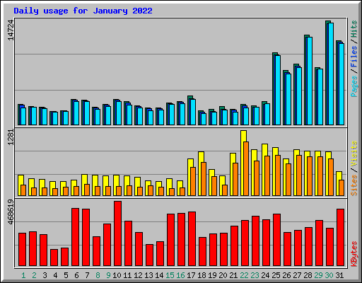 Daily usage for January 2022