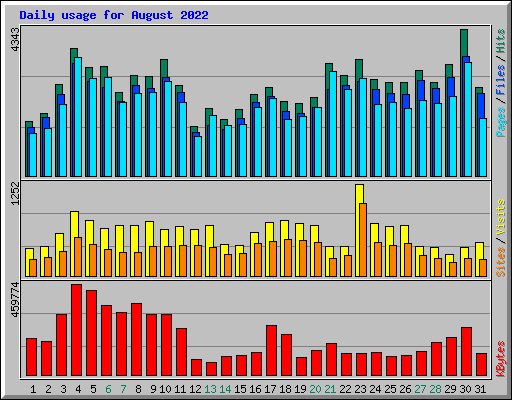 Daily usage for August 2022