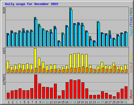 Daily usage for December 2022