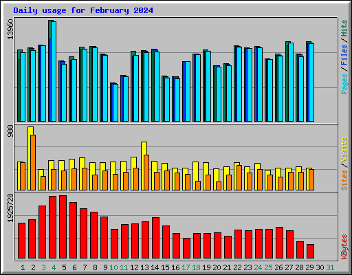 Daily usage for February 2024