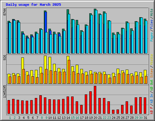 Daily usage for March 2025