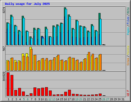 Daily usage for July 2025