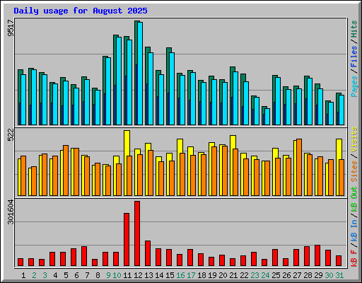 Daily usage for August 2025