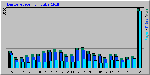 Hourly usage for July 2016