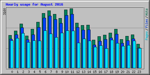 Hourly usage for August 2016