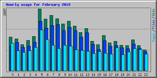 Hourly usage for February 2019