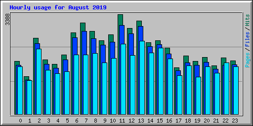 Hourly usage for August 2019
