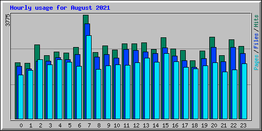 Hourly usage for August 2021